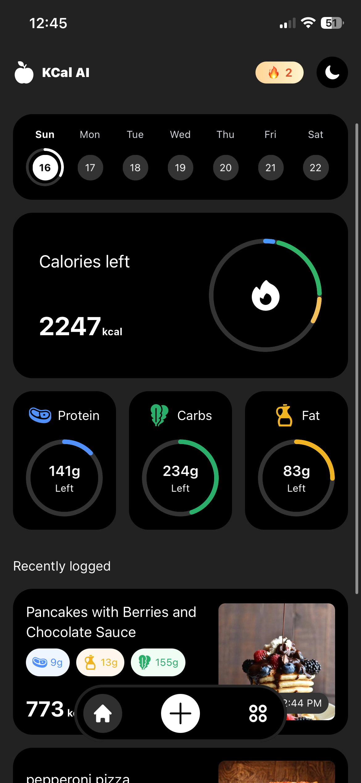 meal-scan screen preview